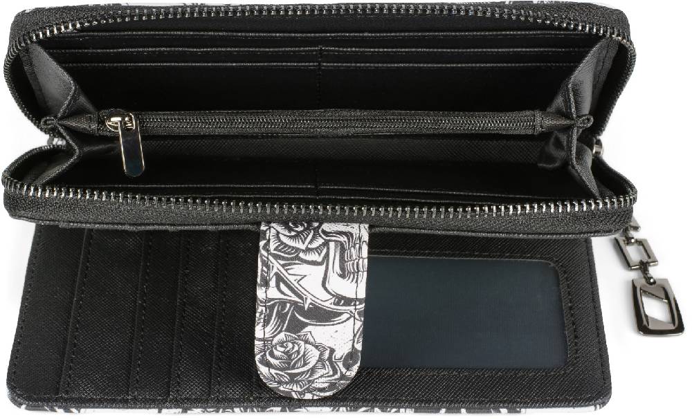 Stylebreaker Große Geldbörse Totenkopf Rosen Muster Jubiläumsangebot