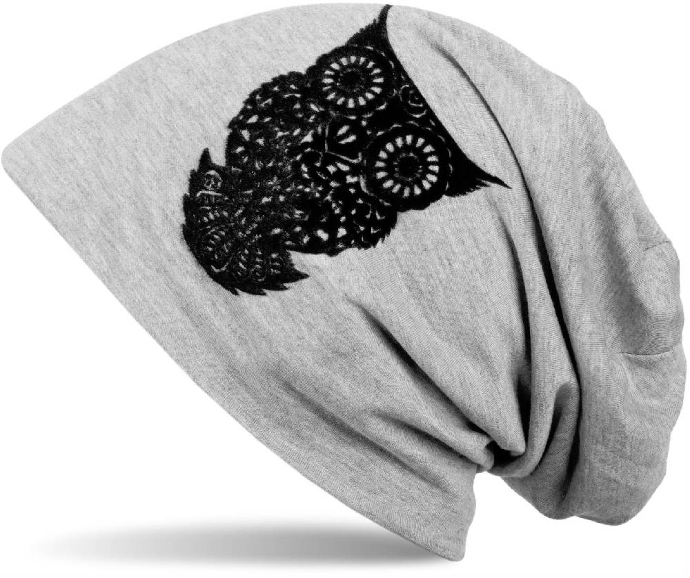 Stylebreaker Beanie mit Eulen Flock-Print Letzte 2 Tage