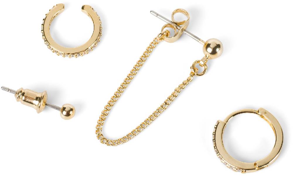 Stylebreaker 4-Teiliges Ohrring Set mit Strass Black Friday Preise