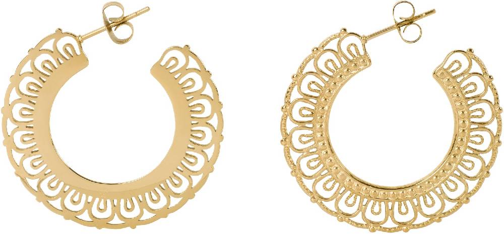 Stylebreaker Edelstahl Creolen Ohrringe mit Ornament Verzierung zollfrei