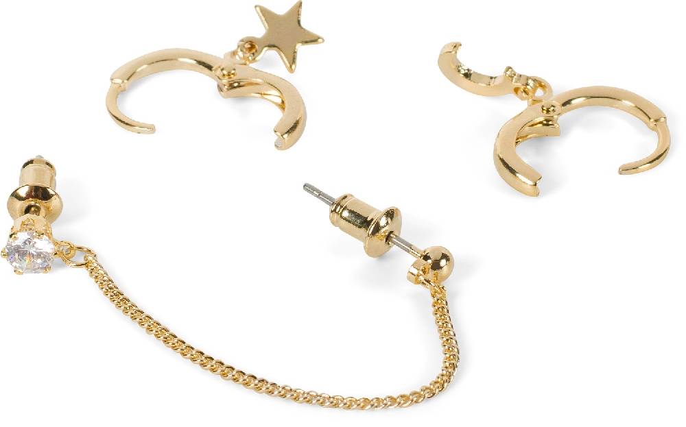 Stylebreaker 4-Teiliges Hoops und Ohrstecker Set mit Strass 50% Rabatt für begrenzte Zeit