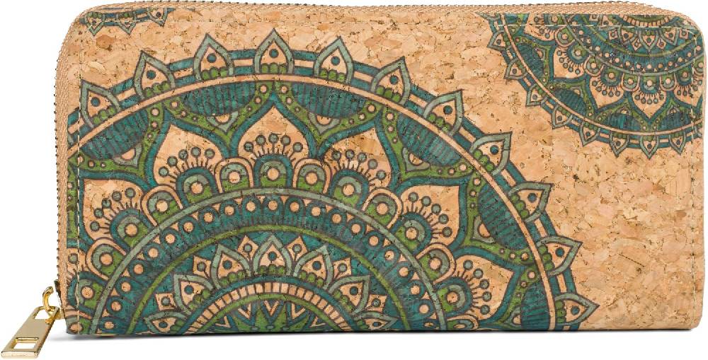 Stylebreaker Kork Geldbörse mit Ethno Mandala Muster
