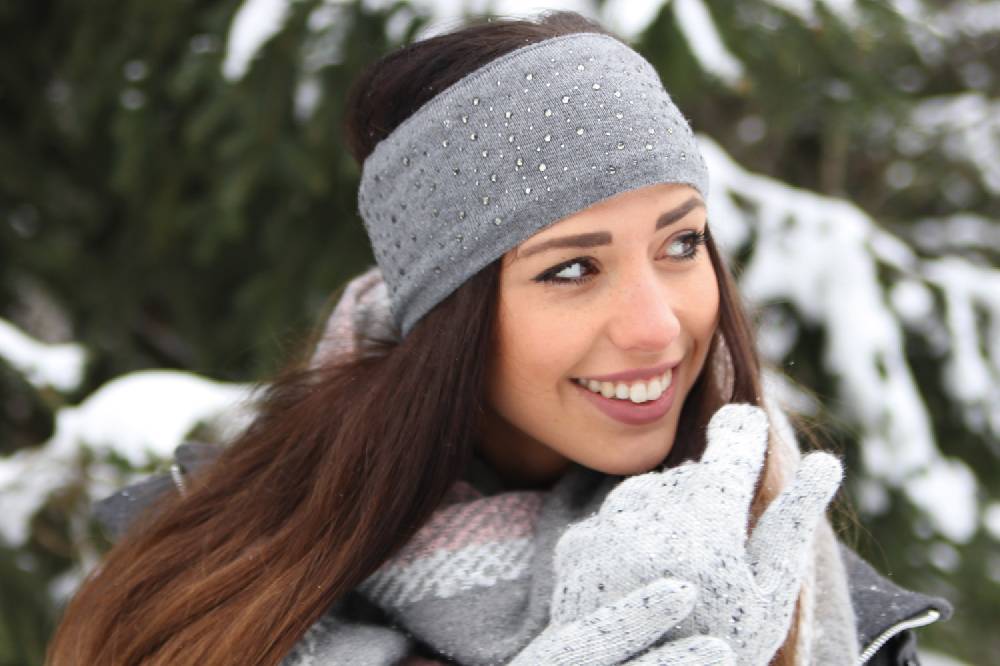 Stylebreaker Feinstrick Stirnband mit Strass Fabrik Onlineshop
