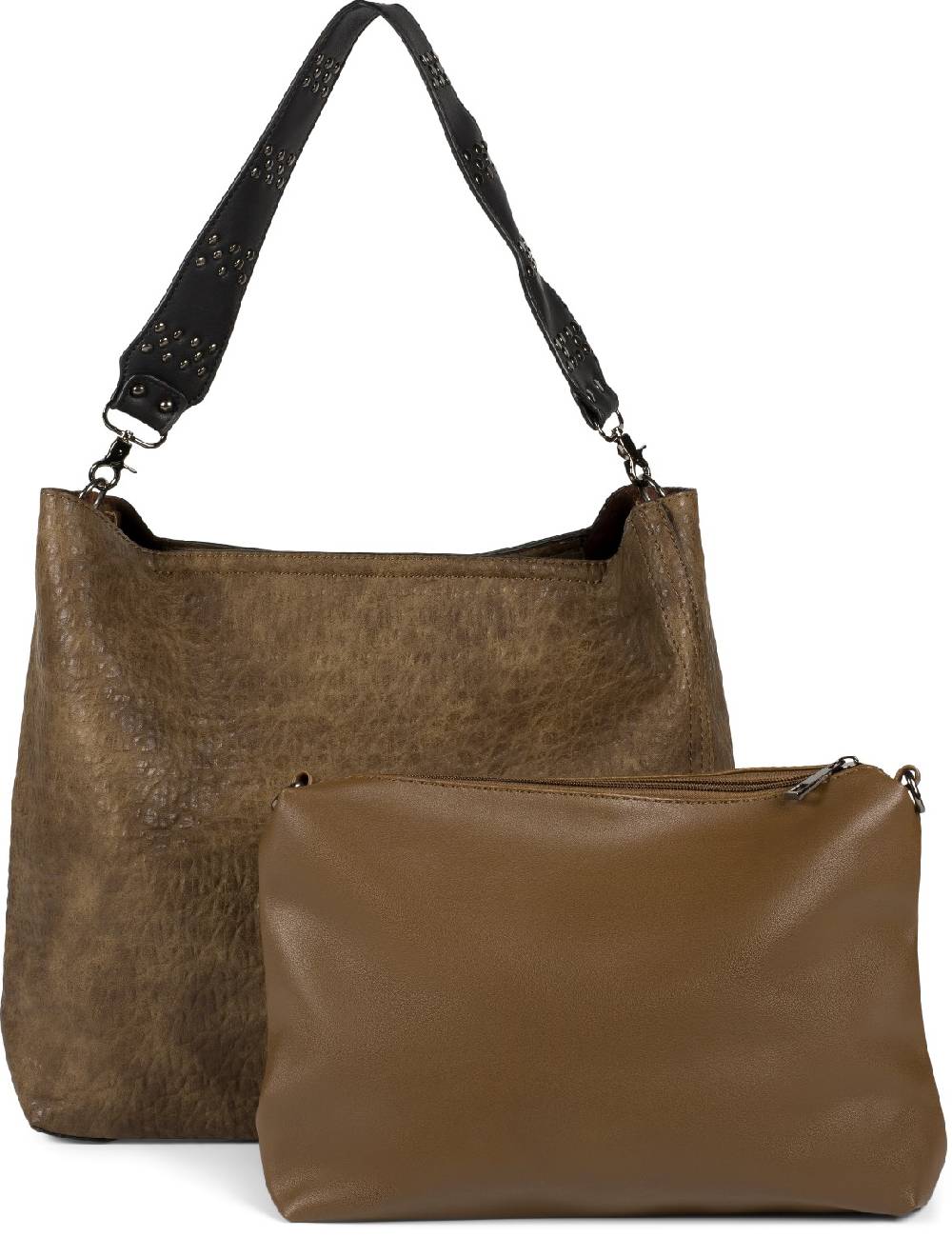 Stylebreaker 2 in 1 Schultertasche mit Nietengurt und Innentasche Neueste Mode