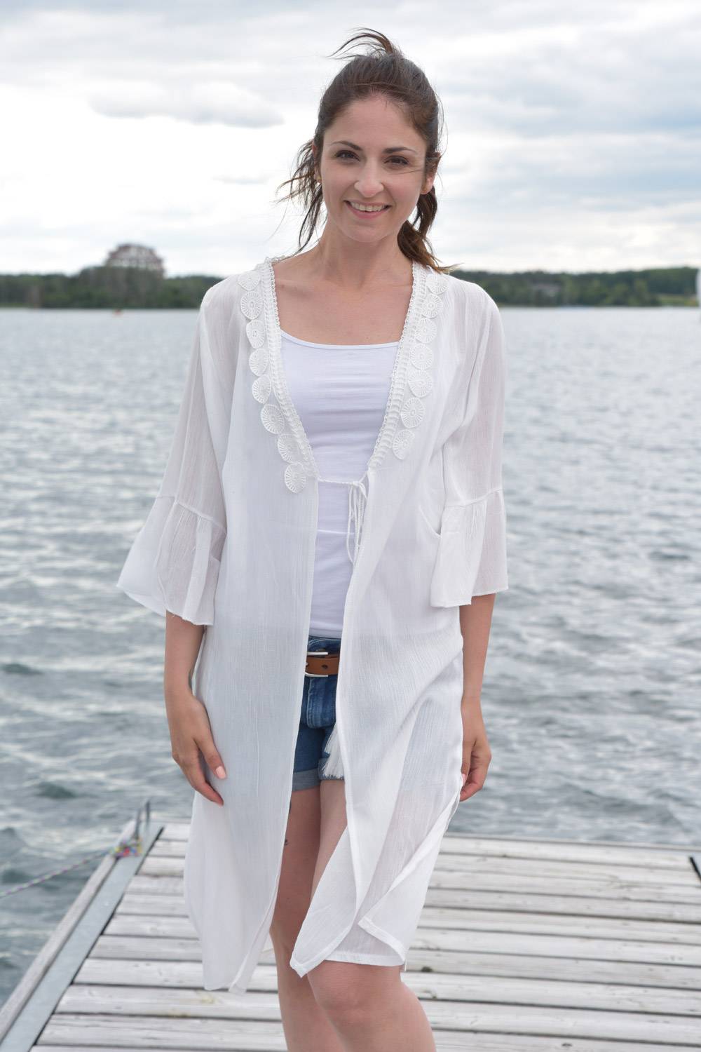 Stylebreaker Leichter Kurzarm Kimono mit Stickerei JETZT KAUFEN