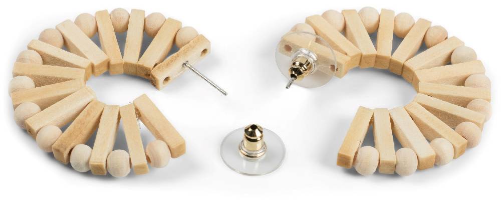 Stylebreaker Holz Creolen Ohrringe mit Perlen und Stäbchen Vierteljährliche Förderung
