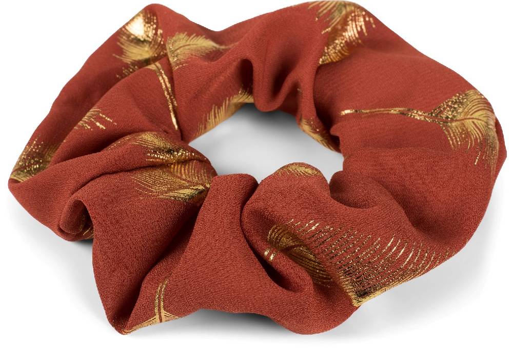 Stylebreaker XXL Scrunchie Haargummi mit Metallic Federn Speichern exportieren