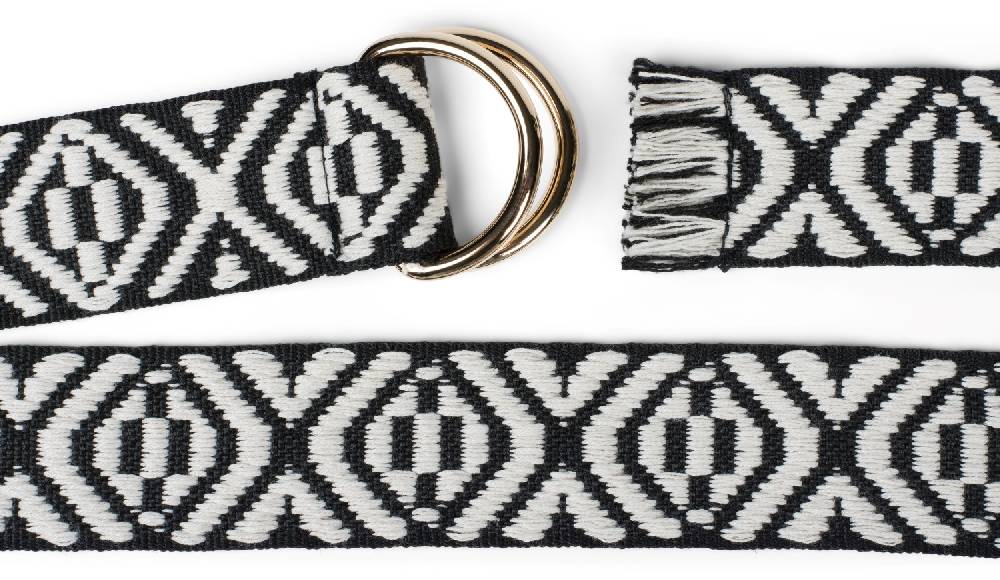 Stylebreaker Stoff Gürtel mit Azteken Muster und D-Ring Schnalle 50% Rabatt für begrenzte Zeit