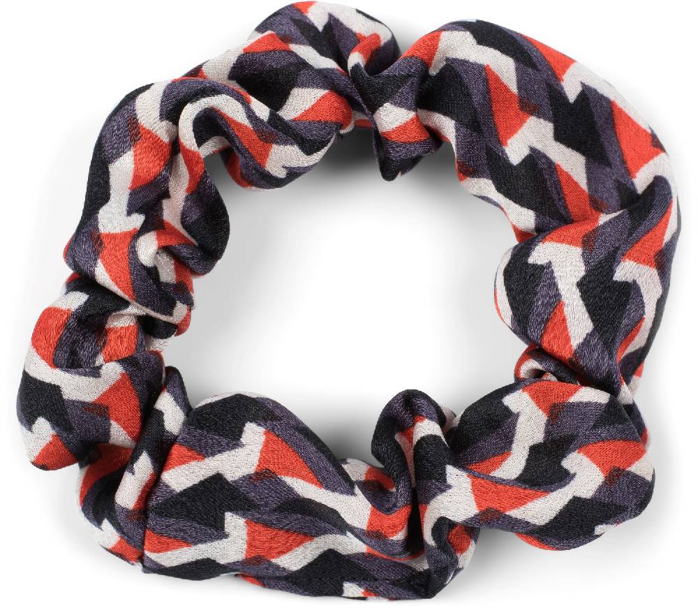 Stylebreaker Scrunchie Haargummi Retro Muster mit Schleife Fabrikverkauf