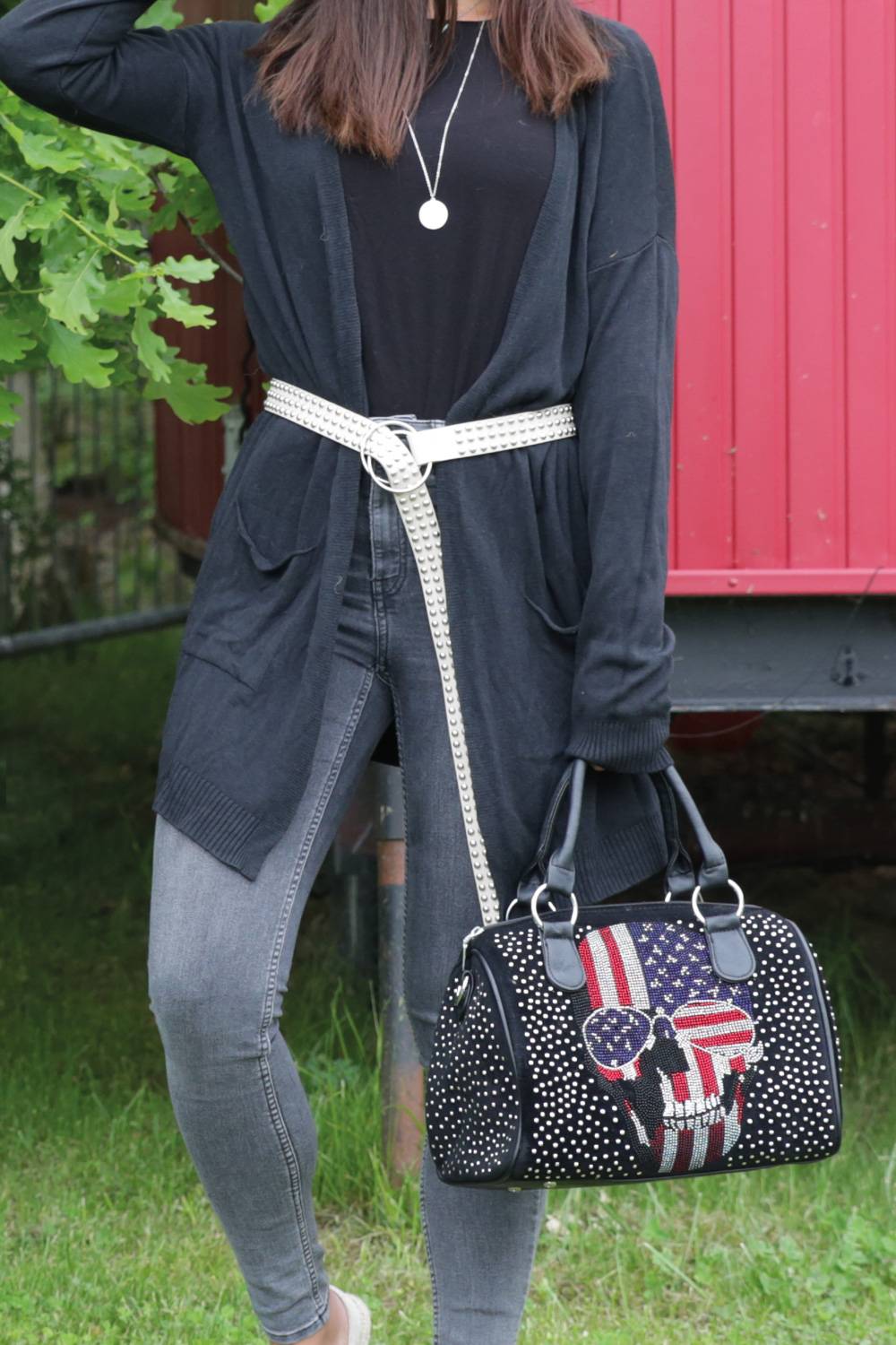 Stylebreaker Taillengürtel mit Kugelnieten und Ringschnalle Fabrik Onlineshop