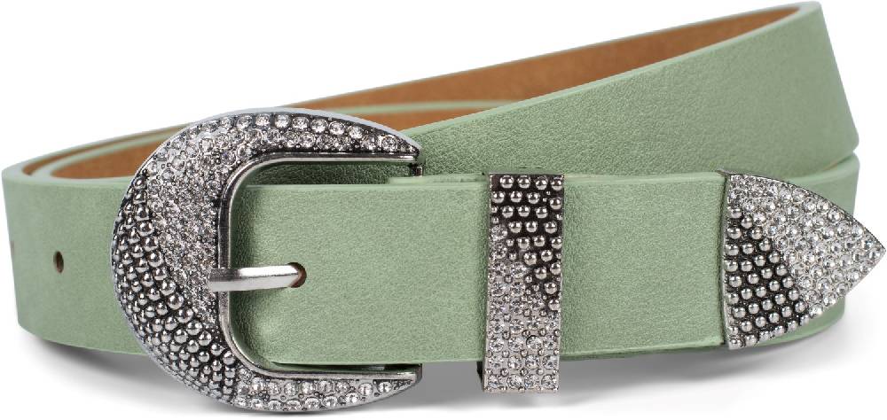 Stylebreaker Gürtel unifarben mit halbrunder Schnalle und Strass Günstig kaufen