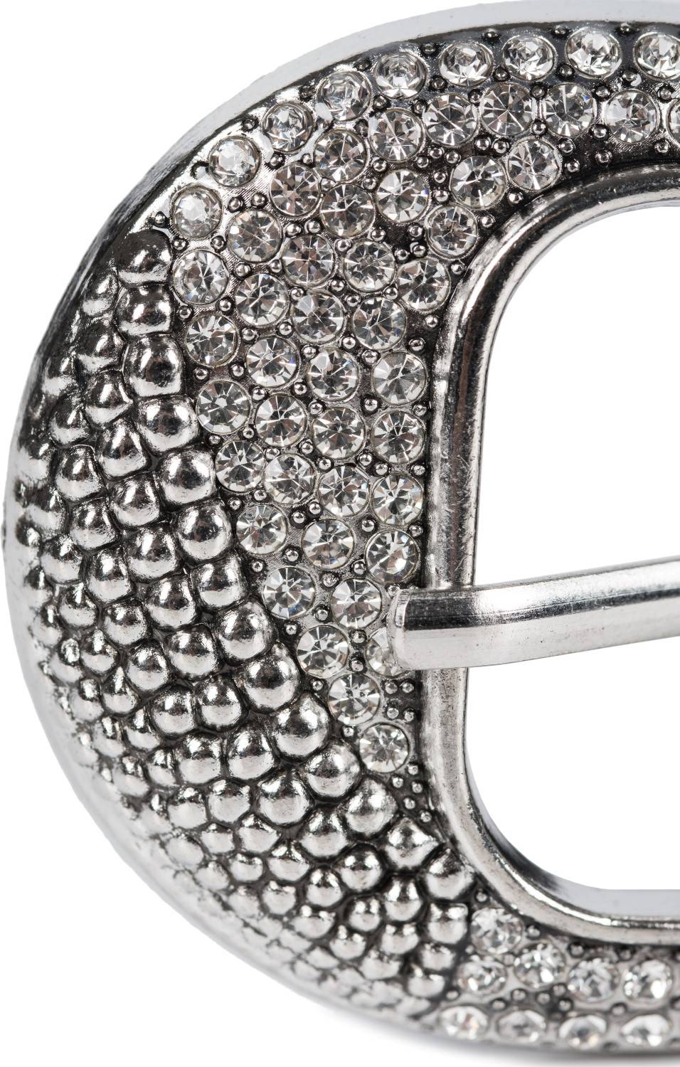 Stylebreaker Gürtel unifarben mit halbrunder Schnalle und Strass Günstig kaufen