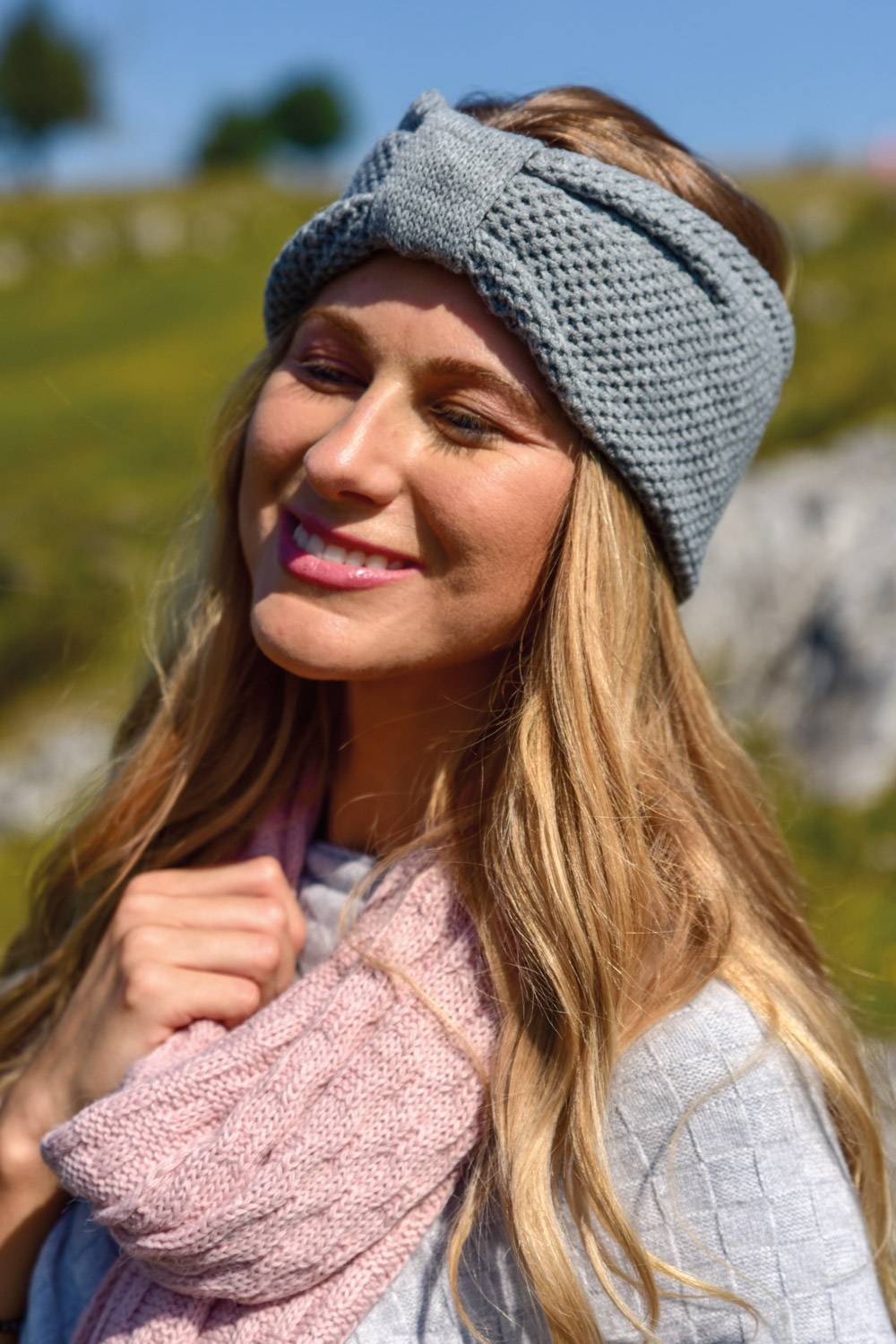 Stylebreaker Stirnband mit Knoten und Perl Strickmuster Zeitbegrenzte Promotion