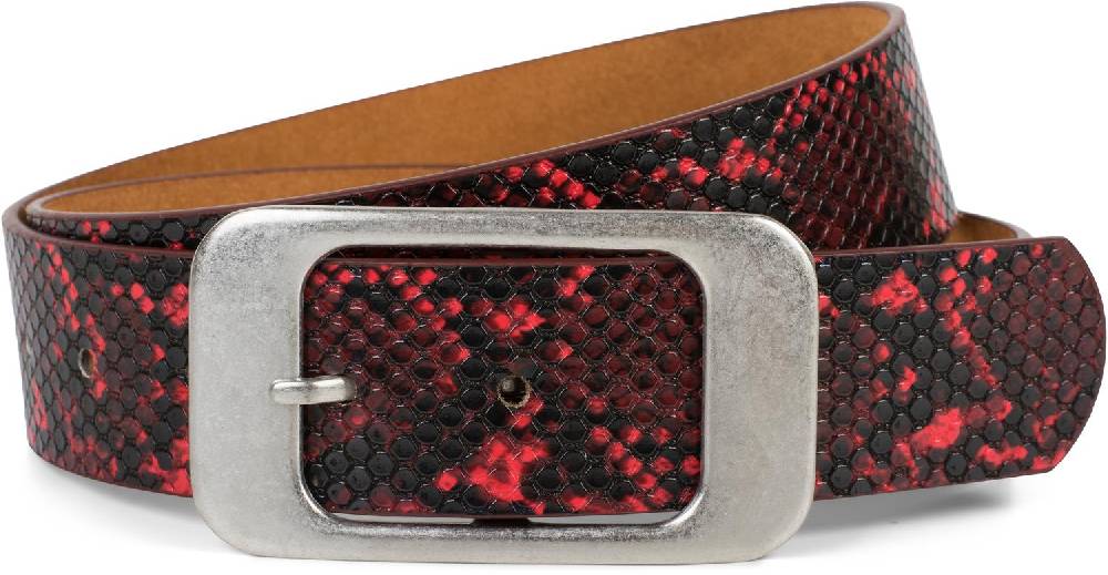 Stylebreaker Gürtel Schlangenleder Optik mit großer rechteckiger Schnalle Vierteljährliche Förderung
