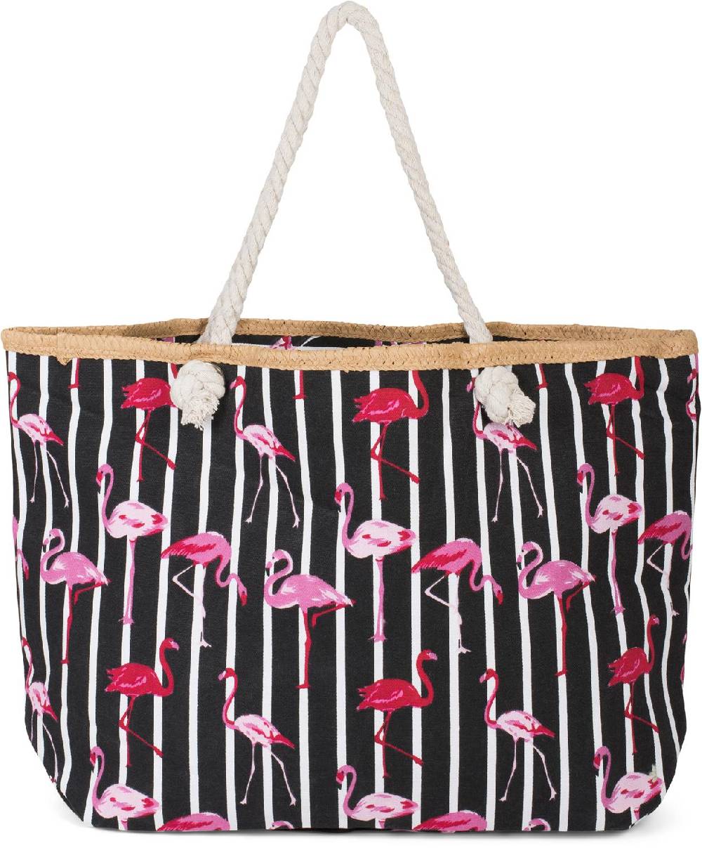 Stylebreaker Strandtasche mit Streifen und Flamingos Super Rabatt