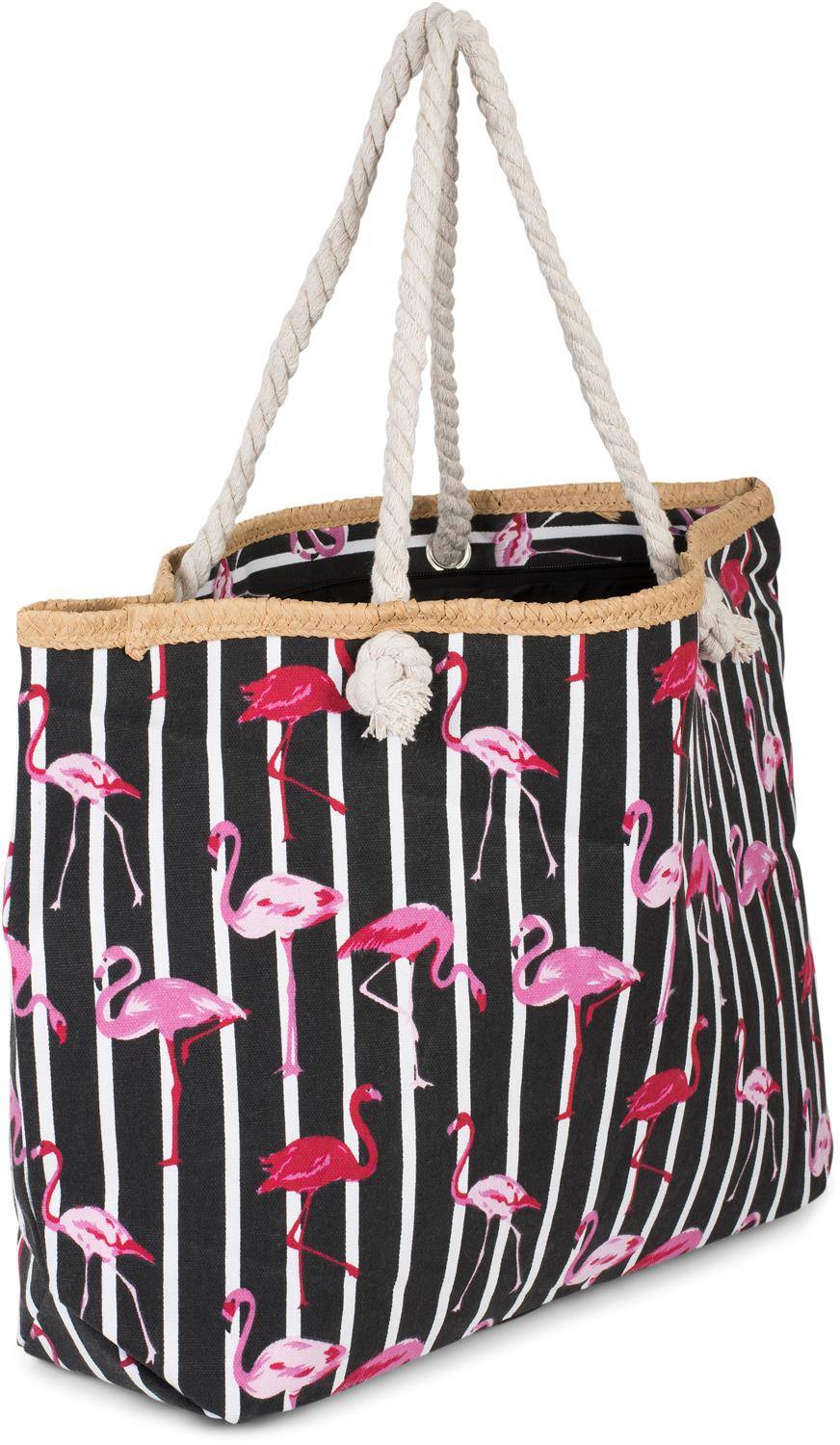 Stylebreaker Strandtasche mit Streifen und Flamingos Super Rabatt