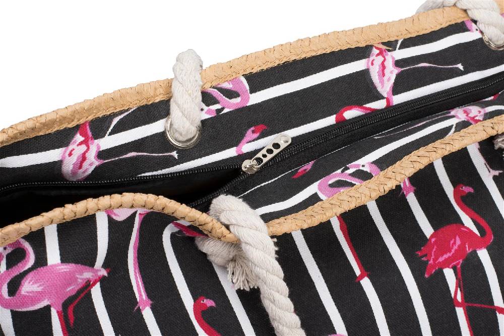 Stylebreaker Strandtasche mit Streifen und Flamingos Super Rabatt