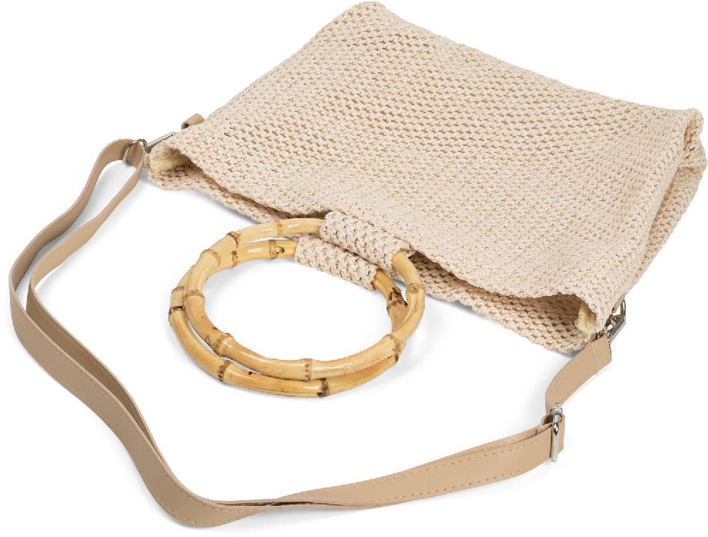 Stylebreaker Henkeltasche mit Bambus Henkel in Häkel Optik Rabatt