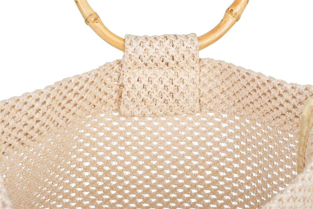 Stylebreaker Henkeltasche mit Bambus Henkel in Häkel Optik Rabatt