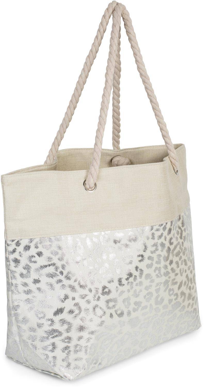 Stylebreaker Strandtasche mit metallic Leoparden Print Versandkostenfrei