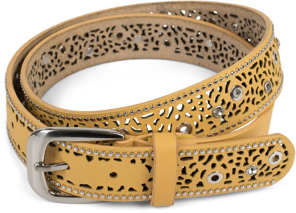 Stylebreaker Gürtel mit Lochmuster, Strass und Nieten Begrenztes Angebot