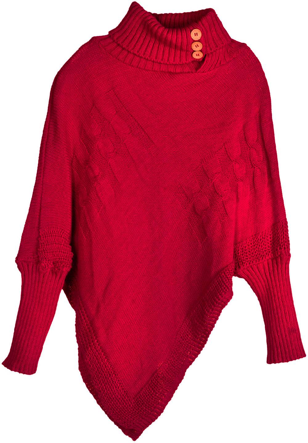 Stylebreaker Feinstrick Poncho mit Zopfmuster und Ärmeln