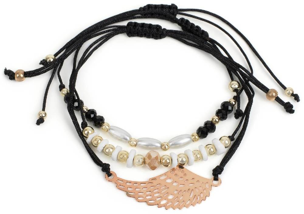 Stylebreaker Slider Armband 3er Set mit Flügel und Perlen Tägliche Deals