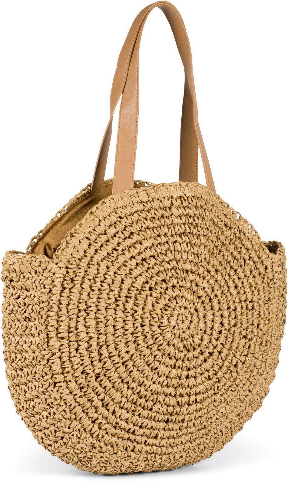 Stylebreaker Runde Flecht Schultertasche - Basttasche 50% Rabatt für begrenzte Zeit
