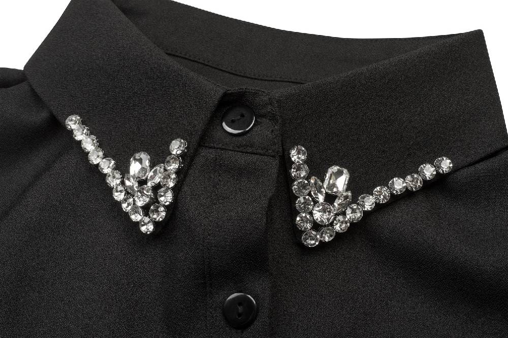 Stylebreaker Einsteckkragen mit Strass besetzt Rabatt