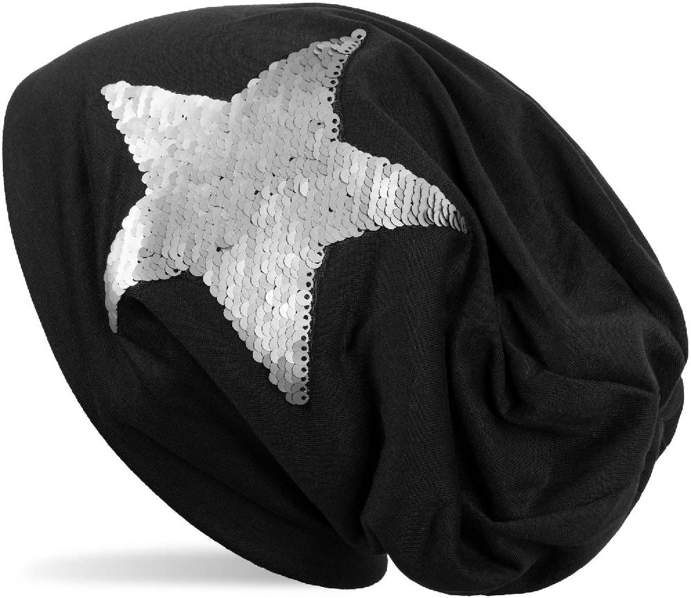 Stylebreaker Beanie mit Wendepailletten Stern Versandkostenfrei