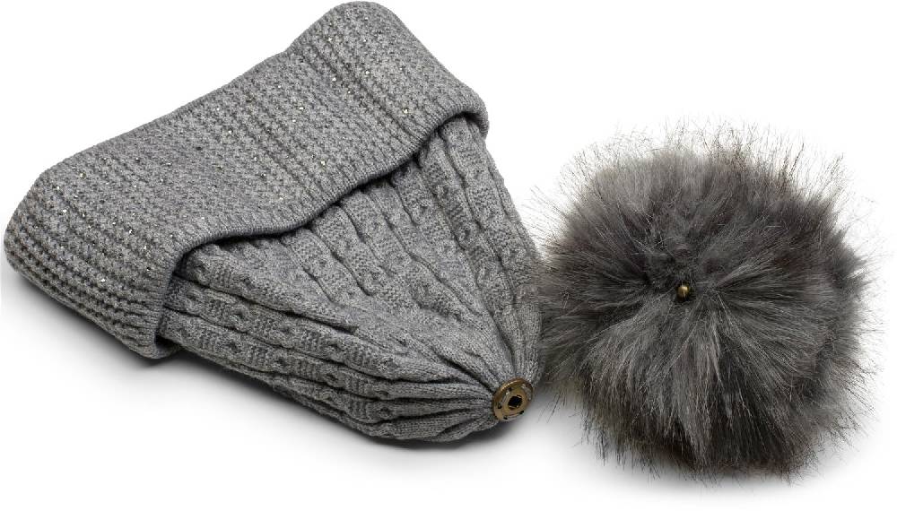 Stylebreaker Feinstrick Bommelmütze mit Strass Exklusivangebot