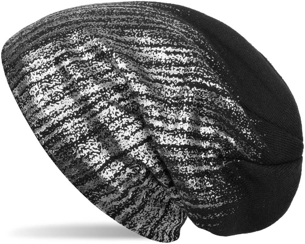 Stylebreaker Feinstrick Beanie mit Metallic Print Preisnachlass