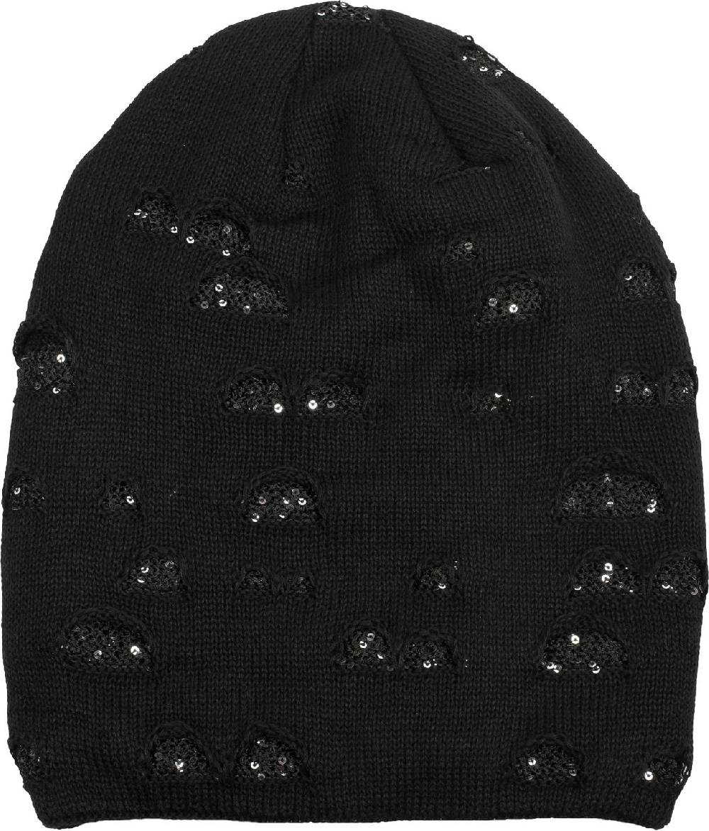 Stylebreaker Feinstrick Beanie mit Pailletten im Destroyed Look Muttertagsangebot