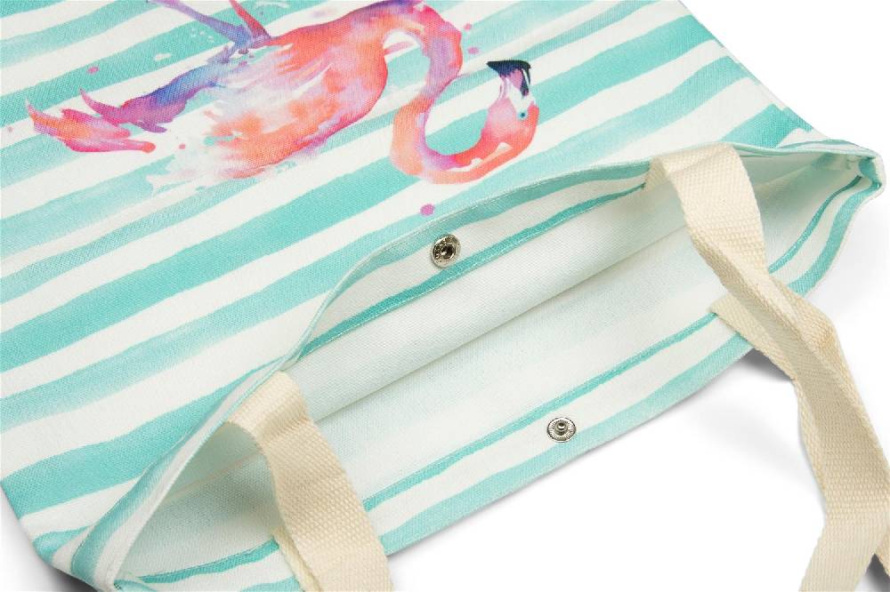 Stylebreaker Einkaufstasche mit Streifen und Flamingo Räumungsverkauf