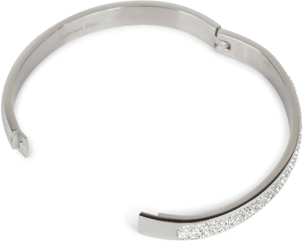 Stylebreaker Edelstahl Armreif mit Strass Letzter Tag