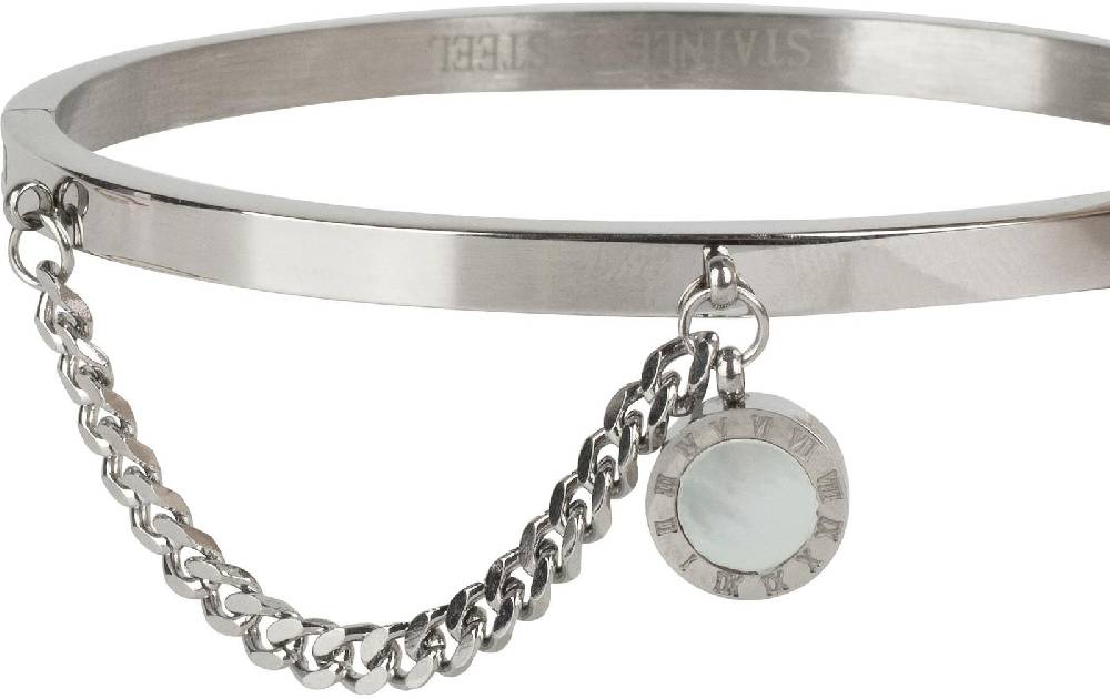 Stylebreaker Edelstahl Armreif mit Kette & Anhänger Speichern exportieren