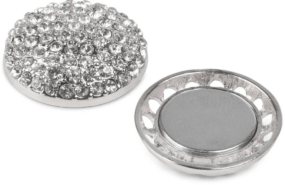 Stylebreaker Kleine runde Magnet Brosche mit Strass 2025