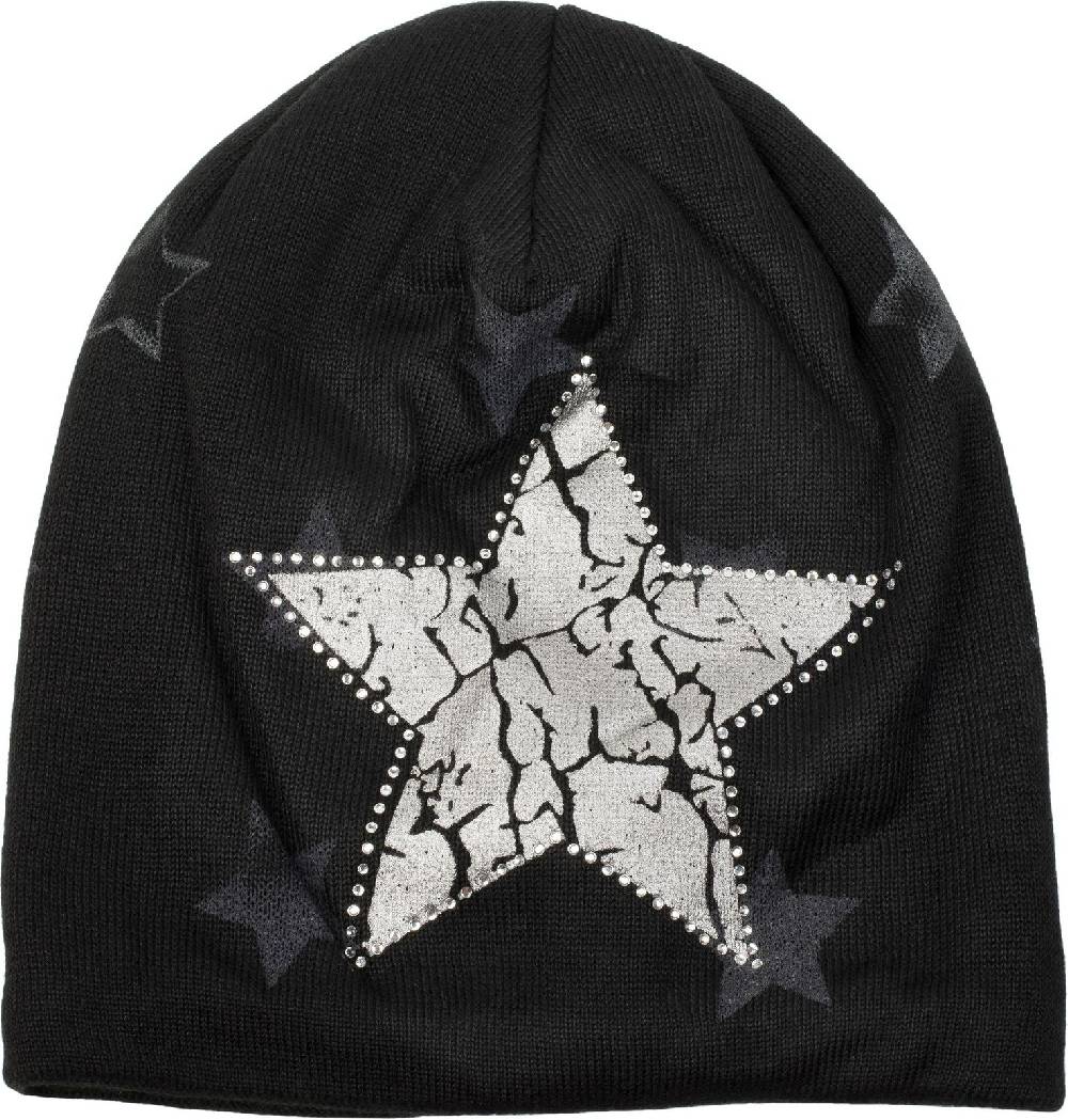 Stylebreaker Feinstrick Beanie mit Sternen und Strass Limitierter Zeitrabatt