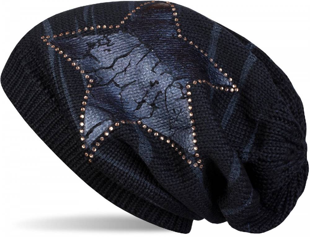 Stylebreaker Feinstrick Beanie mit Stern und Strass Cyber Monday