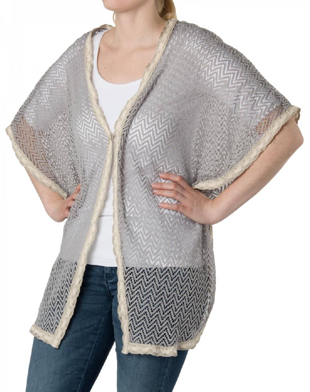 Stylebreaker Leichter Poncho in Häkeloptik Räumungsverkauf