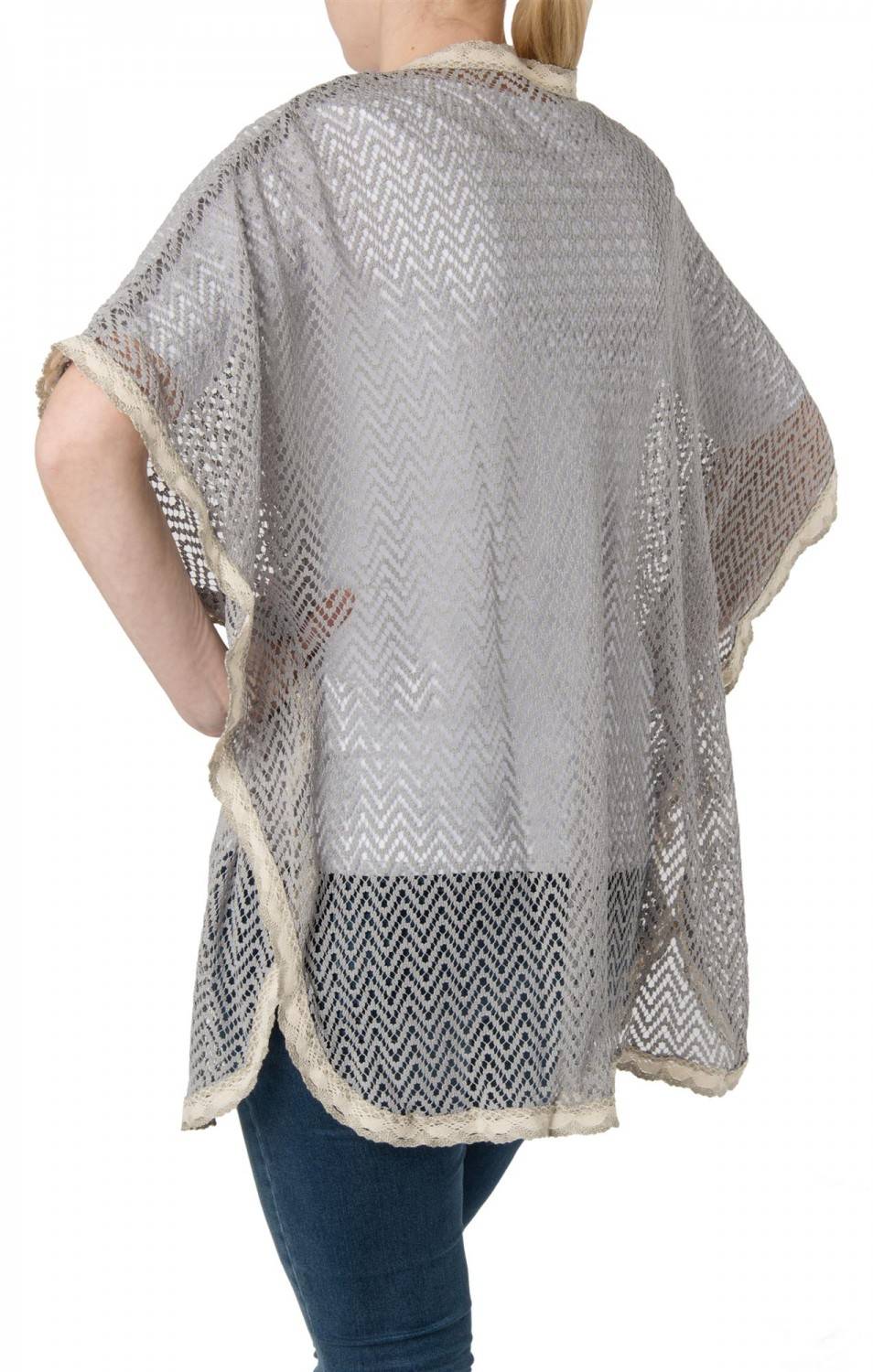 Stylebreaker Leichter Poncho in Häkeloptik Räumungsverkauf