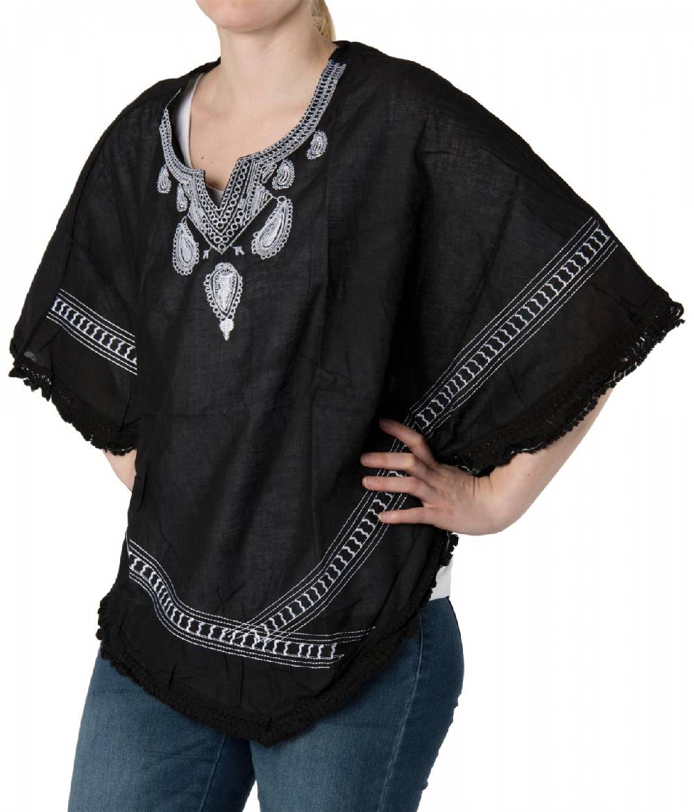 Stylebreaker Leichter Poncho mit gesticktem Paisley Muster Kauf eins, bekomm eins gratis