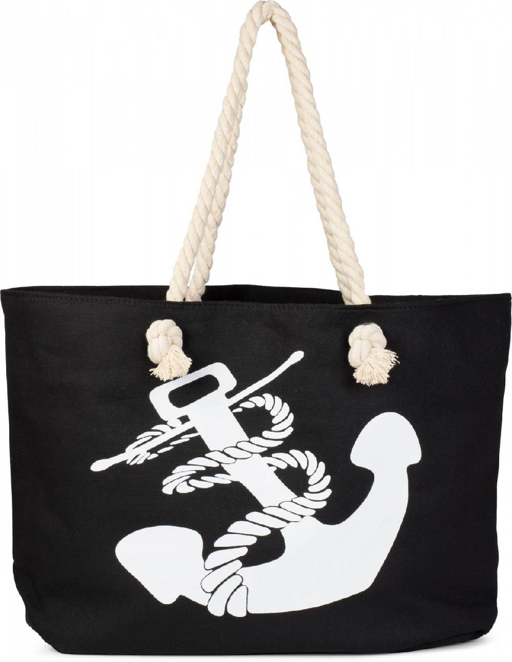 Stylebreaker Flechtoptik Strandtasche mit Anker Print Sonderangebote