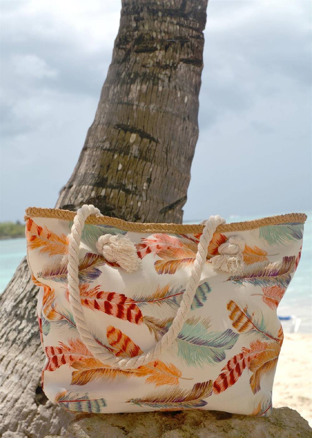 Stylebreaker Strandtasche mit bunten Federn JETZT KAUFEN