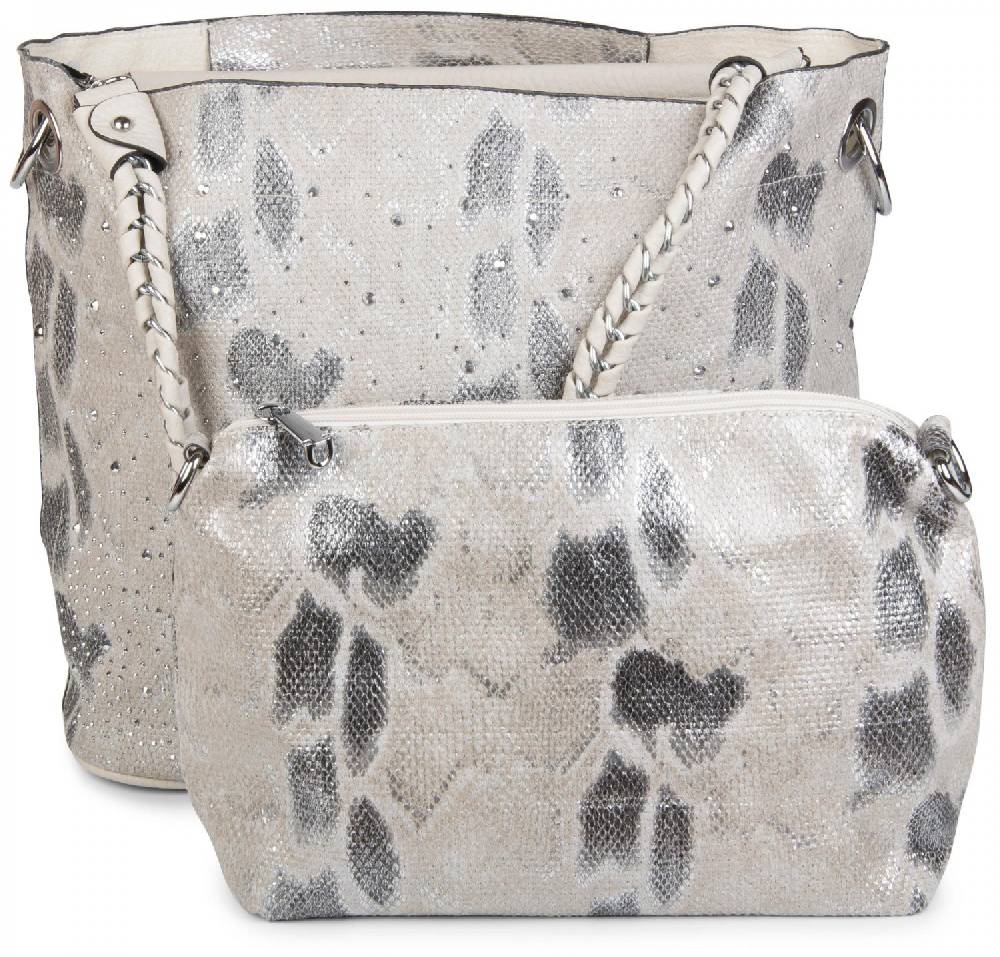 Stylebreaker Handtaschen Set mit Strass Applikation in Schlangenleder Optik Riesige Rabatte