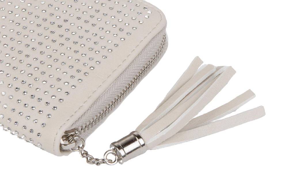 Stylebreaker Geldbörse mit All Over Strass Nieten mit Reißverschluss 50% Rabatt mit kostenlosem Versand