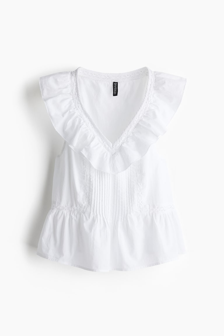H&M Baumwolltop mit Volant Online Outlet
