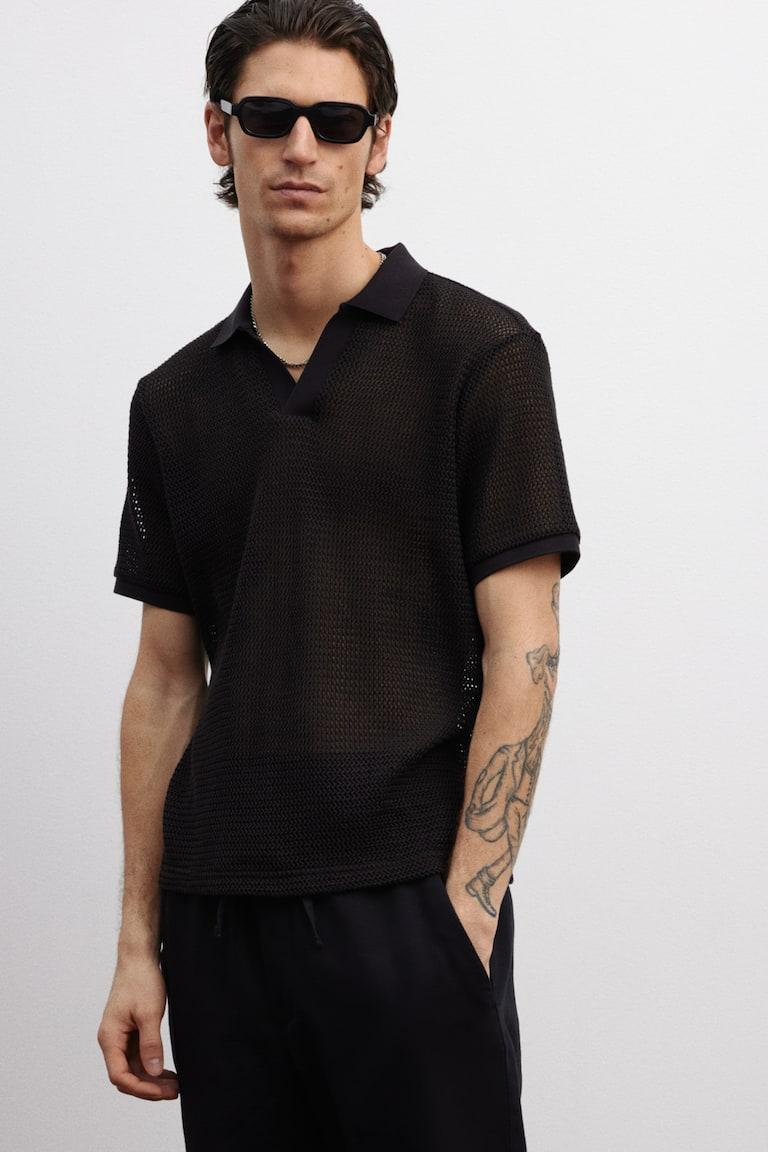 H&M Poloshirt in Ajourstrick Regular Fit Blitzangebot