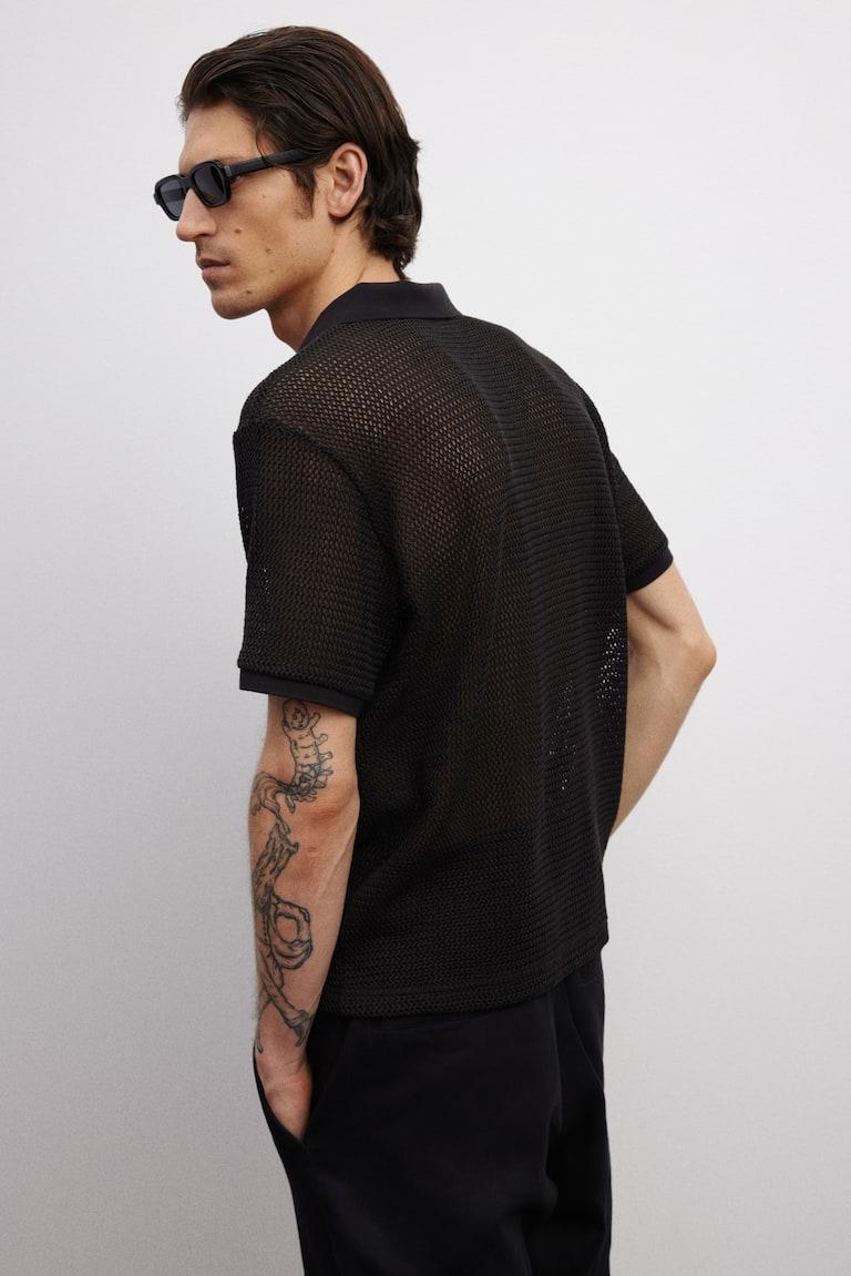 H&M Poloshirt in Ajourstrick Regular Fit Blitzangebot