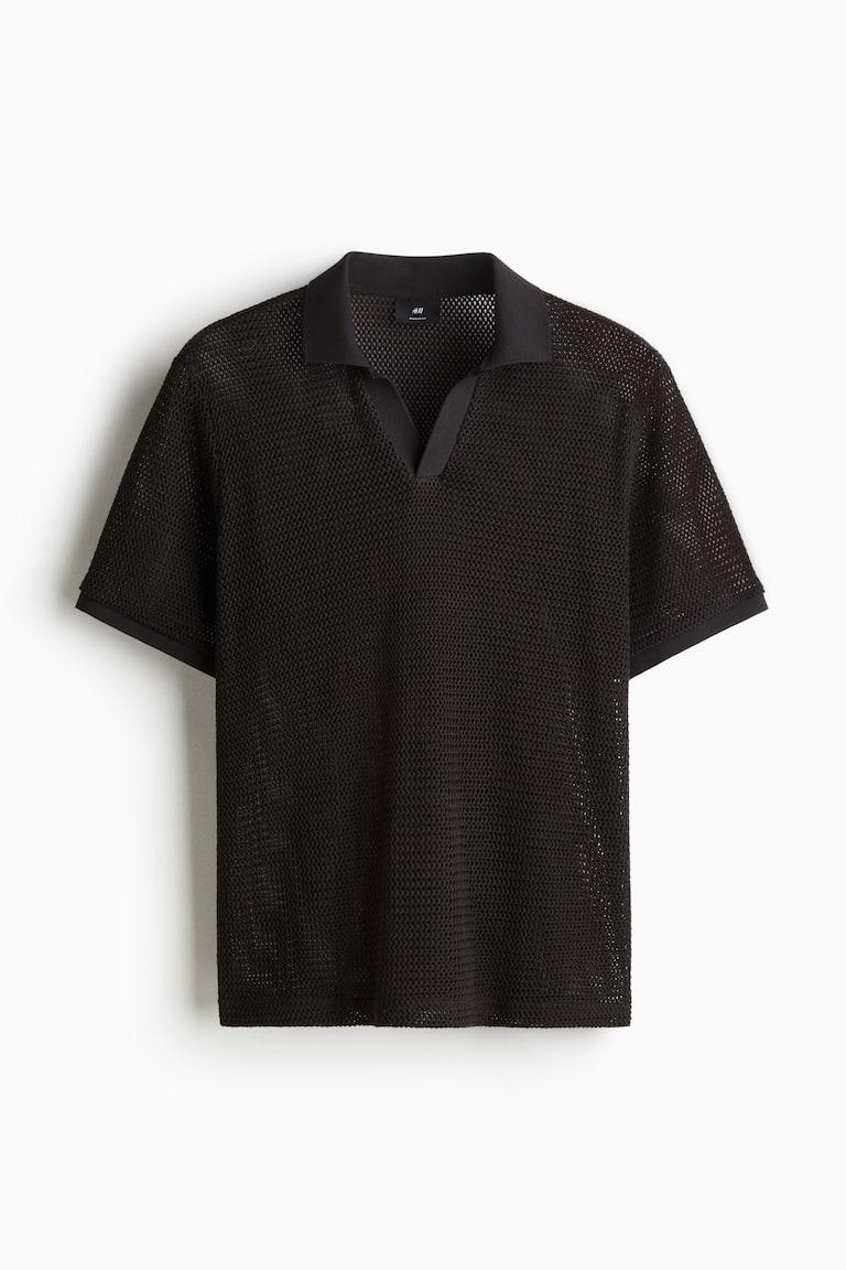 H&M Poloshirt in Ajourstrick Regular Fit Große Rabatte